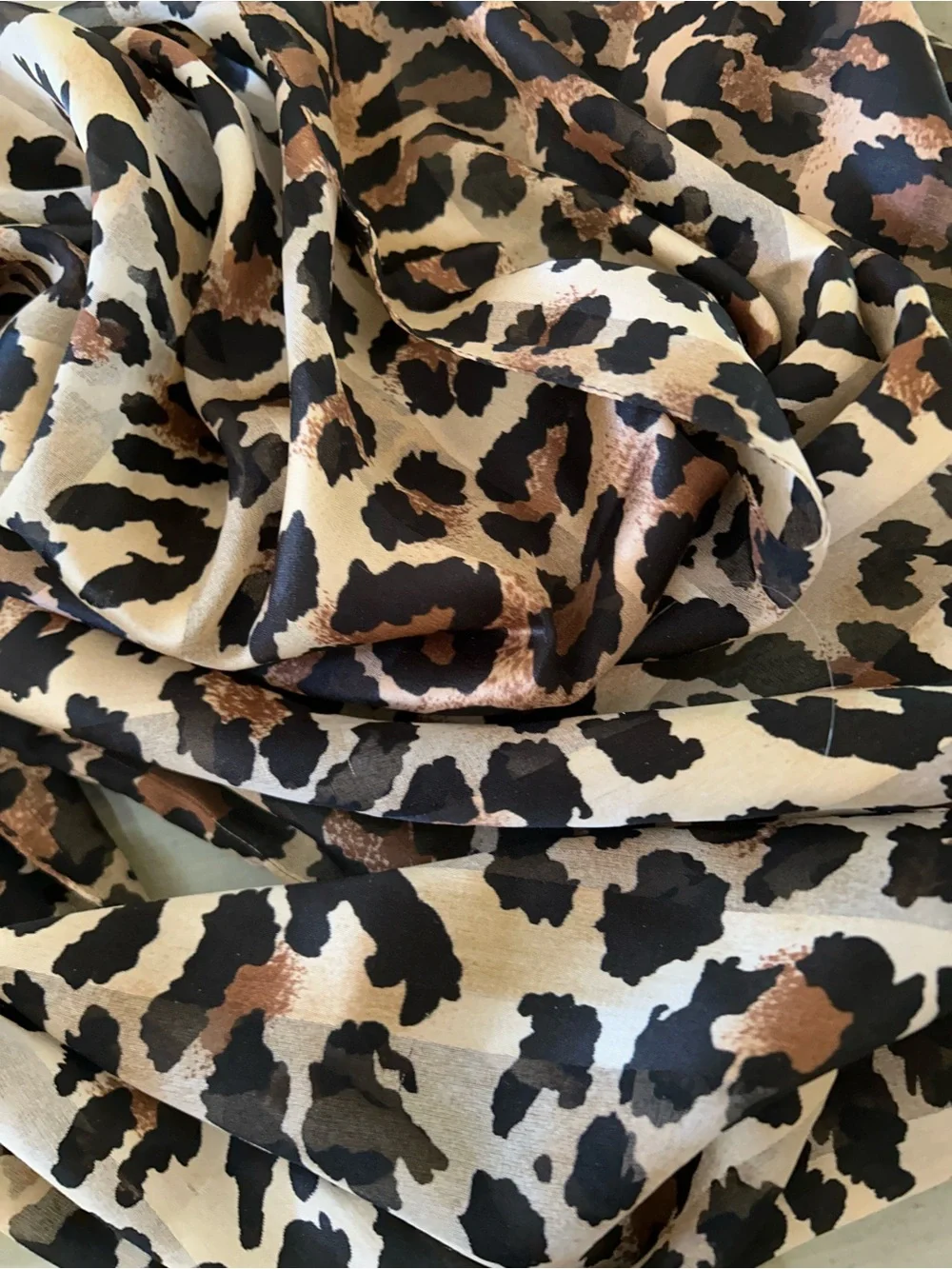 Leopard Print Scarf in Brown and Black 13“ x 56“ made in Italy